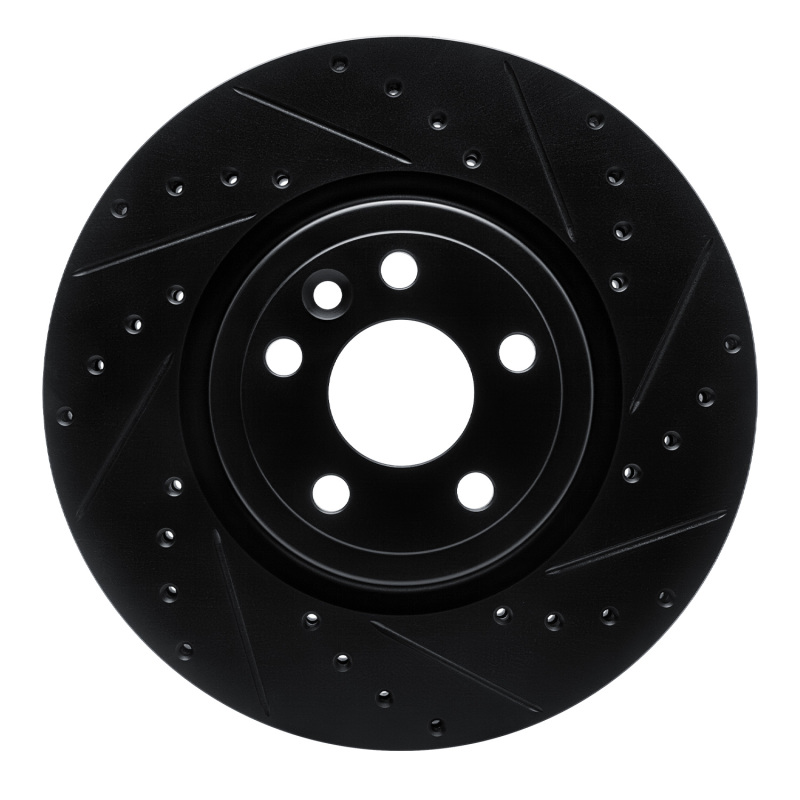 Jaguar F-Pace Brake Rotor (1) - Front Right - R1 Concepts - Drilled & Slotted - Black - `17-`19